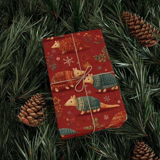 Christmas Armadillo Wrapping Paper