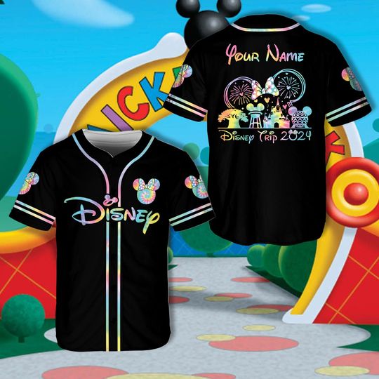 Custom Tie Dye Disneyland Baseball Jersey Disney Vacation Matching Shirt