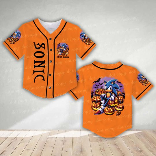 Custom Sonic the Hedgehogg Halloween Baseball Jersey Personalized Sonic Shirt