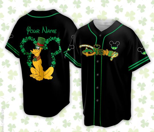 Custom Saint Patrick Day Disneyland Baseball Jersey Personalized Mickey St Patrick Family