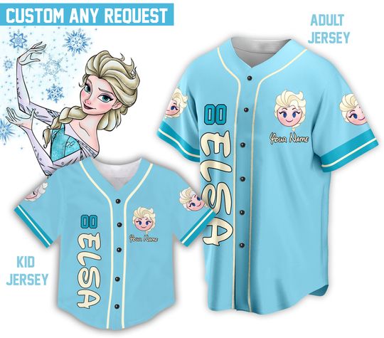 Custom Ddisney Princess Elsa Game Day Baseball Jersey