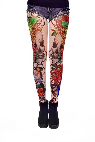 BIRDS & SKULL - Womens Printed Leggings
