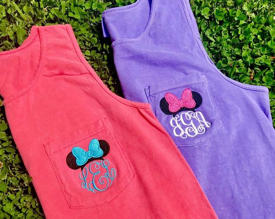 Minnie Mouse Monogram Disney Pocket Tank Top, Women's Comfort Colors Disney Tank for Women (unisex size) | Disney Shirt | Minnie Mouse Shirt