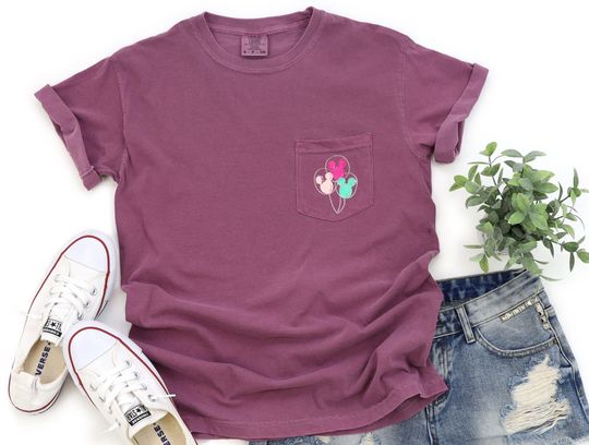 Disney Balloons Shirt, Mickey Mouse Balloons Pocket Tee