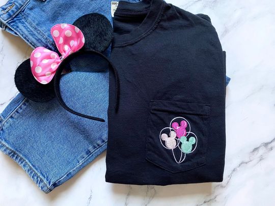 Disney Balloons Shirt, Mickey Mouse Balloons Pocket Tee