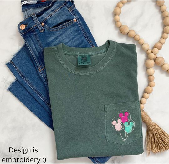 Disney Balloons Shirt, Mickey Mouse Balloons Pocket Tee