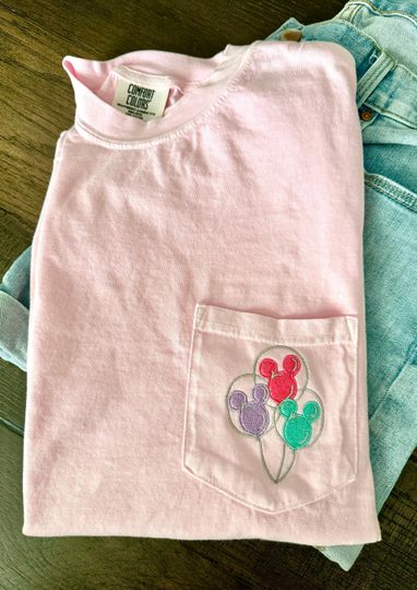 Disney Balloons Shirt, Mickey Mouse Balloons Pocket Tee