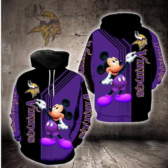 Disney Mickey Minnesota Vikings 2 Gift For Fan 3D Hoodie