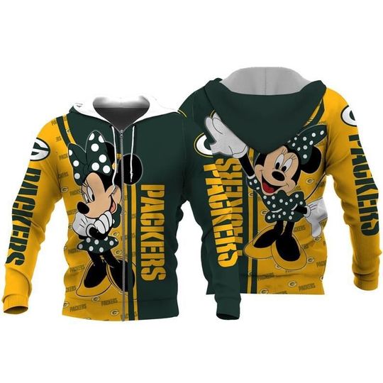 Disney Minnie Mouse Green Bay Packers 52 Gift For Fan 3D Hoodie