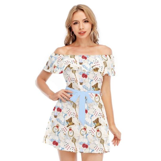 Wonderland Icons - Disney Inspired Summer Off-shoulder Ruffle Dress, Mother's Day Gift