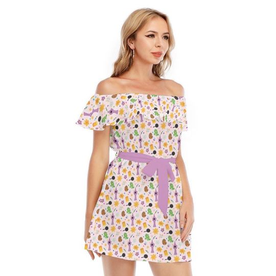 Rapunzel Princess Icons - Disney Inspired Summer Off-shoulder Ruffle Dress, Mother's Day Gift