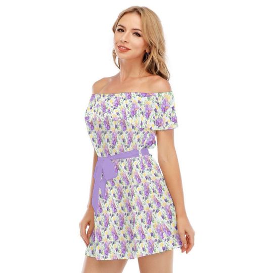 Zest Of The Fest Violet Lemonade - Disney Inspired Summer Off-shoulder Ruffle Dress, Mother's Day Gift