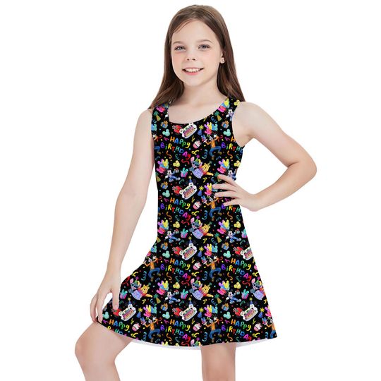 A Disney Happy Birthday - Disney Inspired Kids' Dresses - Girls' Sleeveless Dress, Pleated Dress, Skater Dress - RUSH AVAIL!