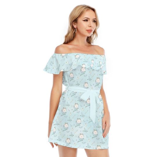 Glass Slipper Cinde Inspired - Disney Inspired Summer Off-shoulder Ruffle Dress, Mother's Day Gift