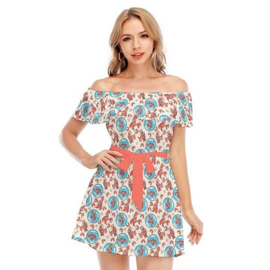 Happy Sebastian - Disney Inspired Summer Off-shoulder Ruffle Dress, Mother's Day Gift