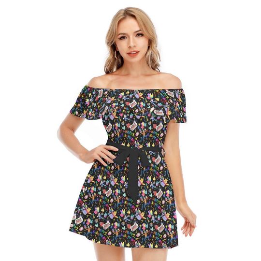 A Disney Happy Birthday - Disney Inspired Summer Off-shoulder Ruffle Dress, Mother's Day Gift