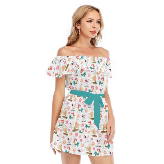 Heihei and Pua - Disney Inspired Summer Off-shoulder Ruffle Dress, Mother's Day Gift
