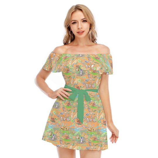Simbas Savanna Sunset - Disney Inspired Summer Off-shoulder Ruffle Dress, Mother's Day Gift