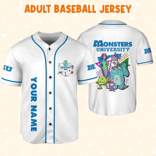Personalize Monsters Inc Retro Monsters University Characters Squad, Baseball Jersey