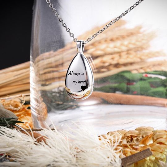 Teardrop Urn Necklace for Ashes | Stainless Steel Memorial Pendant, Keepsake Jewelry