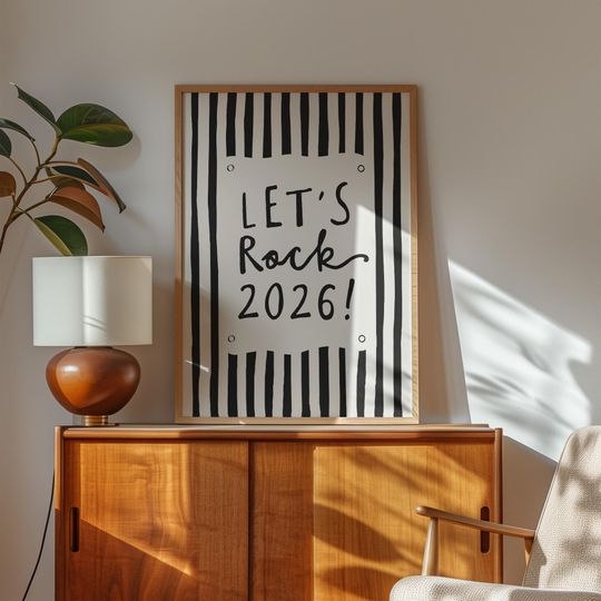 2026 New Year Printable Wall Art Lets Rock Quote Poster