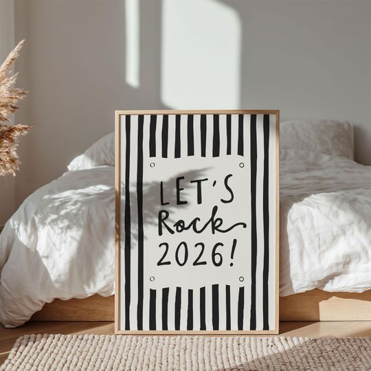 2026 New Year Printable Wall Art Lets Rock Quote Poster