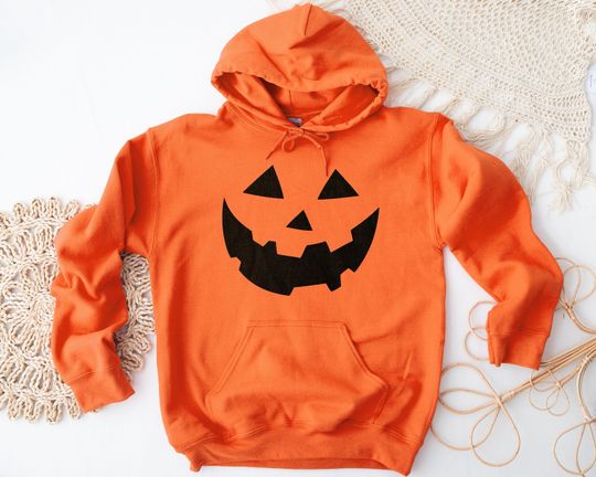 Orange Pumpkin Face Halloween Hoodie