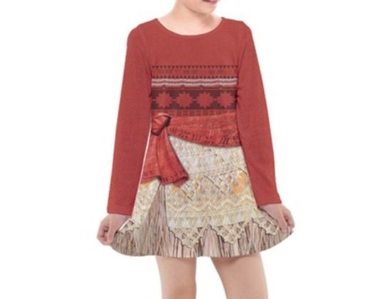 Kid's Moana Inspired Long Sleeve Dress