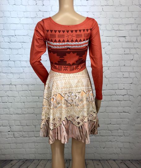 Moana Inspired Long Sleeve Skater Dress