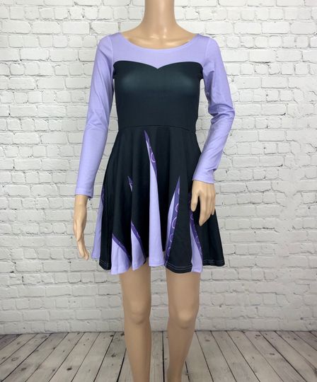 Ursula Inspired Long Sleeve Skater Dress
