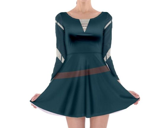 Merida Inspired Long Sleeve Skater Dress