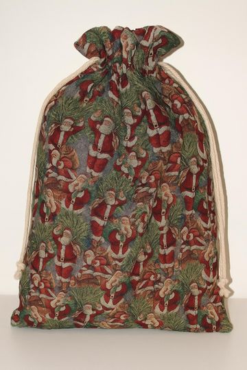 Handmade Santa Gift Bag | Reusable Upholstery Fabric Christmas Sack