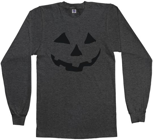 Threadrock Men's Halloween Pumpkin Face Long Sleeve T-shirt