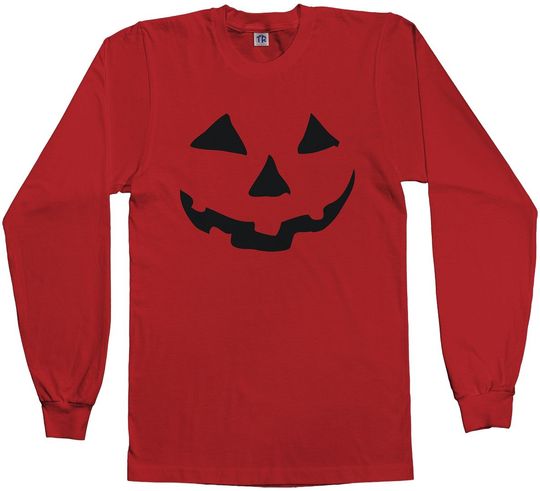 Threadrock Men's Halloween Pumpkin Face Long Sleeve T-shirt