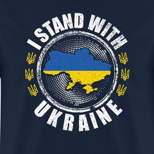 I Stand With Ukraine Trident Logo Ukrainian Flag Men's T-Shirt