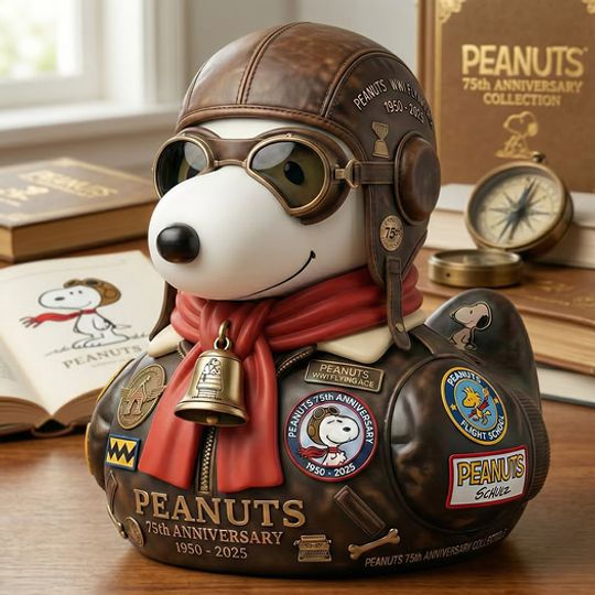 Peanuts Snooopy Pilot 75th Anniversary Rubber Duck