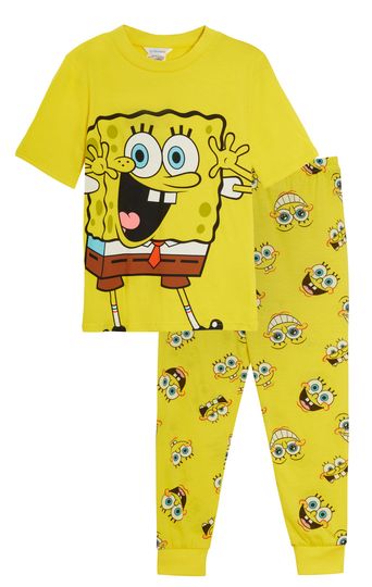 Discover Kids Spongebob Squarepants Full Length Pajama Set - Unisex Boys Girls Sleepwear