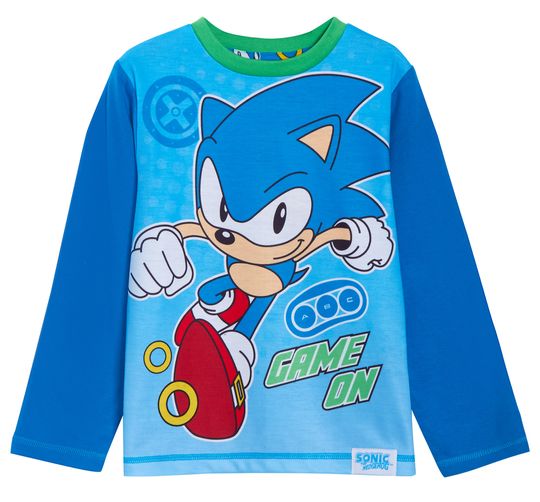 Boys Sonic The Hedgehog Pyjamas Set Short Sleeve T-Shirt and Lounge Pants