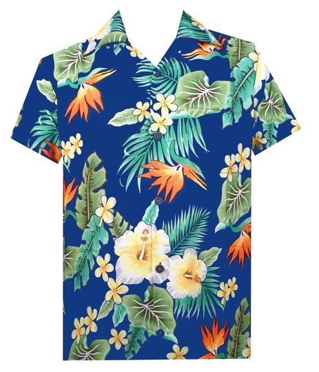 Alvish Men's Hawaiian shirt Short Sleeve Button Down
