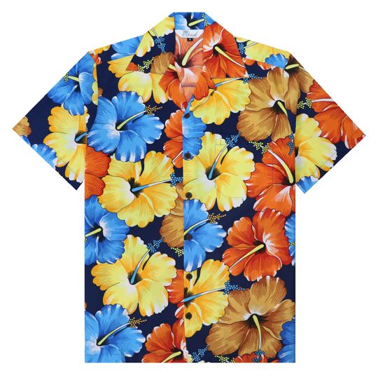 Alvish Men's Casual Short Sleeve Floral Hawaiian Shirt with Pocket