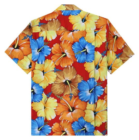 Alvish Men's Casual Short Sleeve Floral Hawaiian Shirt with Pocket