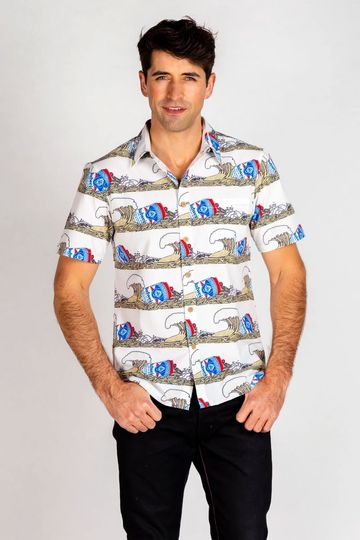 Shinesty Men's Budweiser Hawaiian Shirt The Shaka Brew