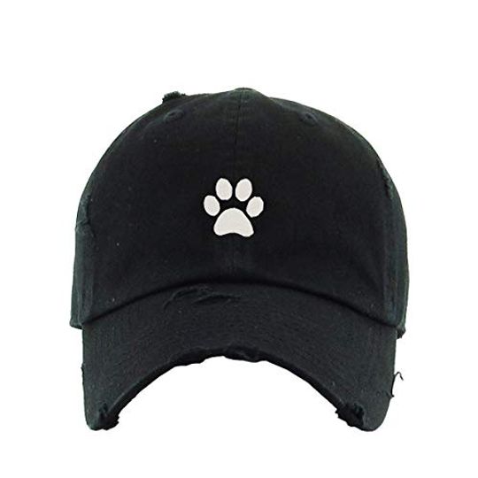 Paw Vintage Baseball Cap Embroidered Adjustable Distressed Dad Hat
