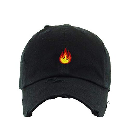 Flame Vintage Baseball Cap Embroidered Adjustable Distressed Dad Hat