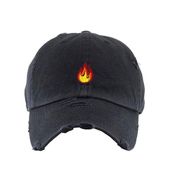 Flame Vintage Baseball Cap Embroidered Adjustable Distressed Dad Hat