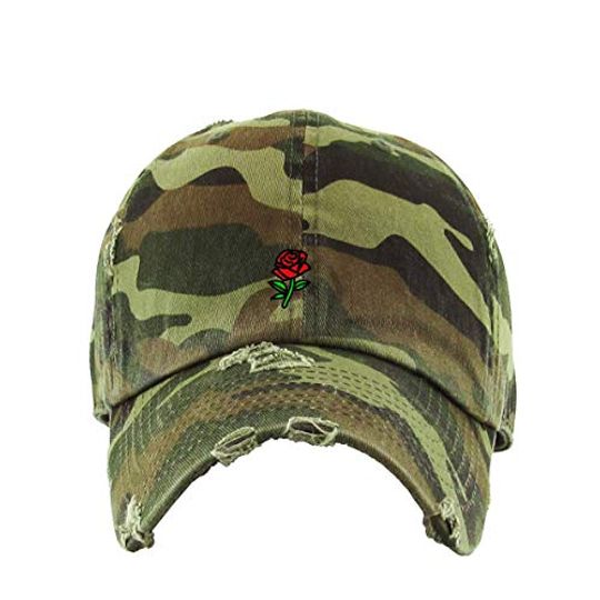 Rose Vintage Baseball Cap Embroidered Adjustable Distressed Dad Hat
