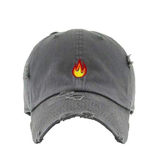 Flame Vintage Baseball Cap Embroidered Adjustable Distressed Dad Hat