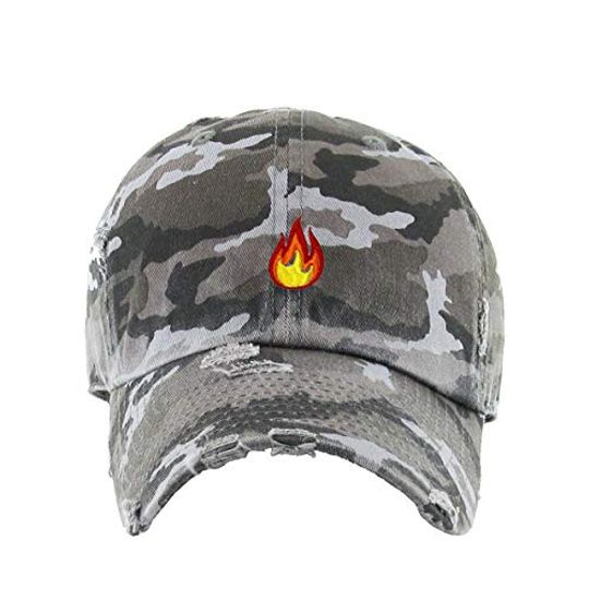 Flame Vintage Baseball Cap Embroidered Adjustable Distressed Dad Hat