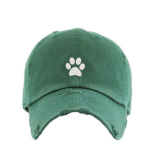 Paw Vintage Baseball Cap Embroidered Adjustable Distressed Dad Hat