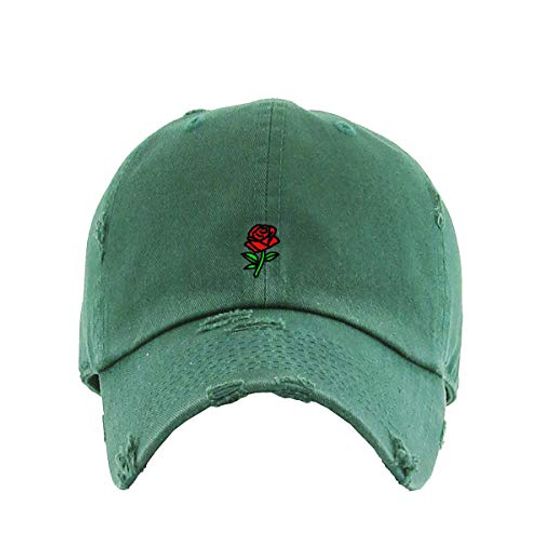 Rose Vintage Baseball Cap Embroidered Adjustable Distressed Dad Hat